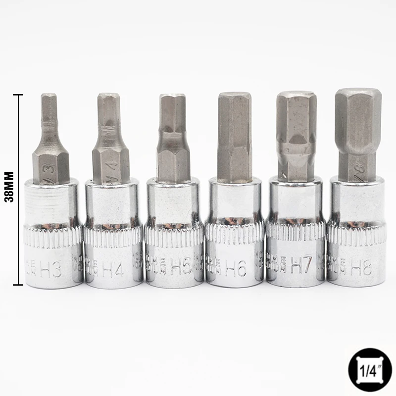 Allen Hex Bit Socket 1/4 Socket Screwdriver Bit Set Hex H3-H8 Screwdriver Bits 6PCS Home Multifunctional Screw Driver Bits Tool