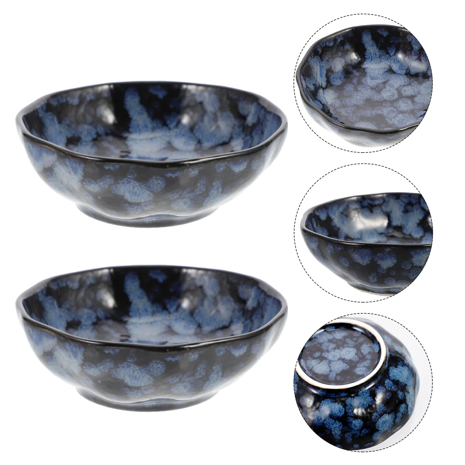 

2Pcs Japanese Style Ceramic Sauce Dishes Soy Vinegar Dipping Bowls Set for Restaurant Home Hot Pot Noodle Soup Seasoning