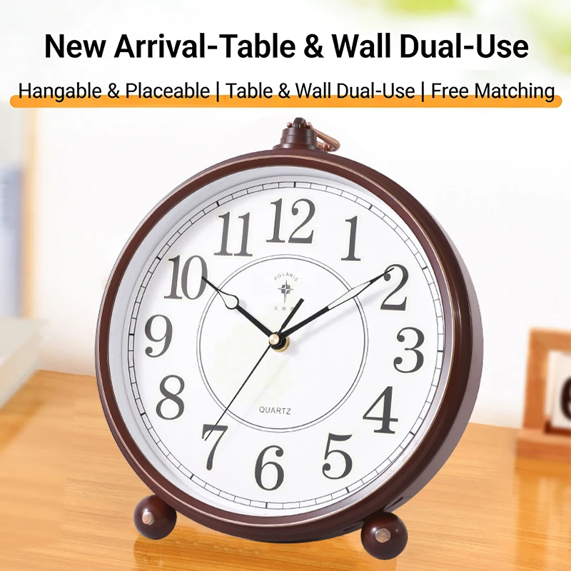 

Vintage Alarm Clock Metal Bedside Table Clock Silent Desk Clock for Bedroom Home Decor Luxury Retro Ornament Gift