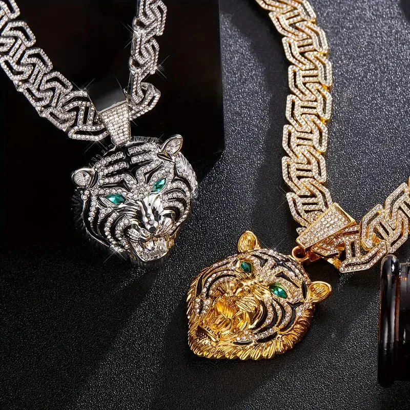 

Hip Hop Animal Roaring Lion Head Pendant Necklace For Women Necklaces Man Fashion Jewelry Accessories