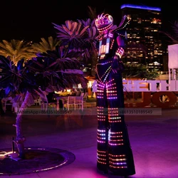 LED luminous stilts clothing mascot costume creative performance props nightclub bar armor commercial