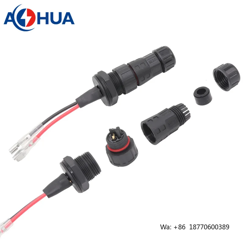 Driver Power Box Panel Mount IP67 IP68 Waterproof Wire Solutions Male Female Extension Cable Connectors 2pin 3pin