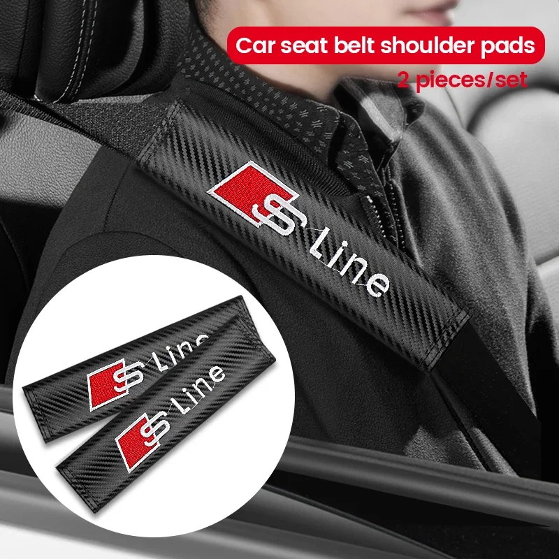 2pcs For Audi A3 A4 B8 8P B9 8V B6 A5 B7 A1 A6 Sline Car Styling Safety Belt Cover Protection Shoulder Pad Cushion Harness Pad