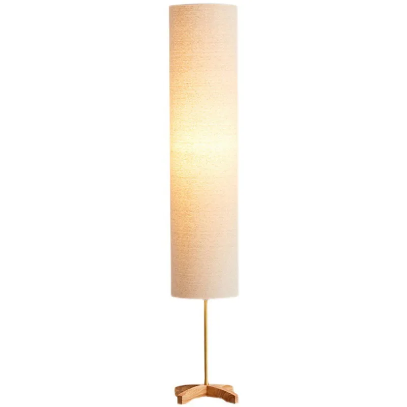 Living room, bedroom, homestay, creative solid wood vertical floor lamp next to the sofa c