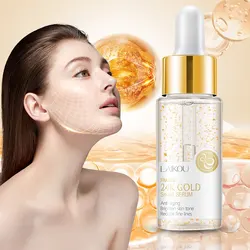 LAIKOU-suero facial de caracol de oro de 24K, ácido hialurónico antienvejecimiento, esencia blanqueadora, nicotinamida, hidratante, ilumina la piel