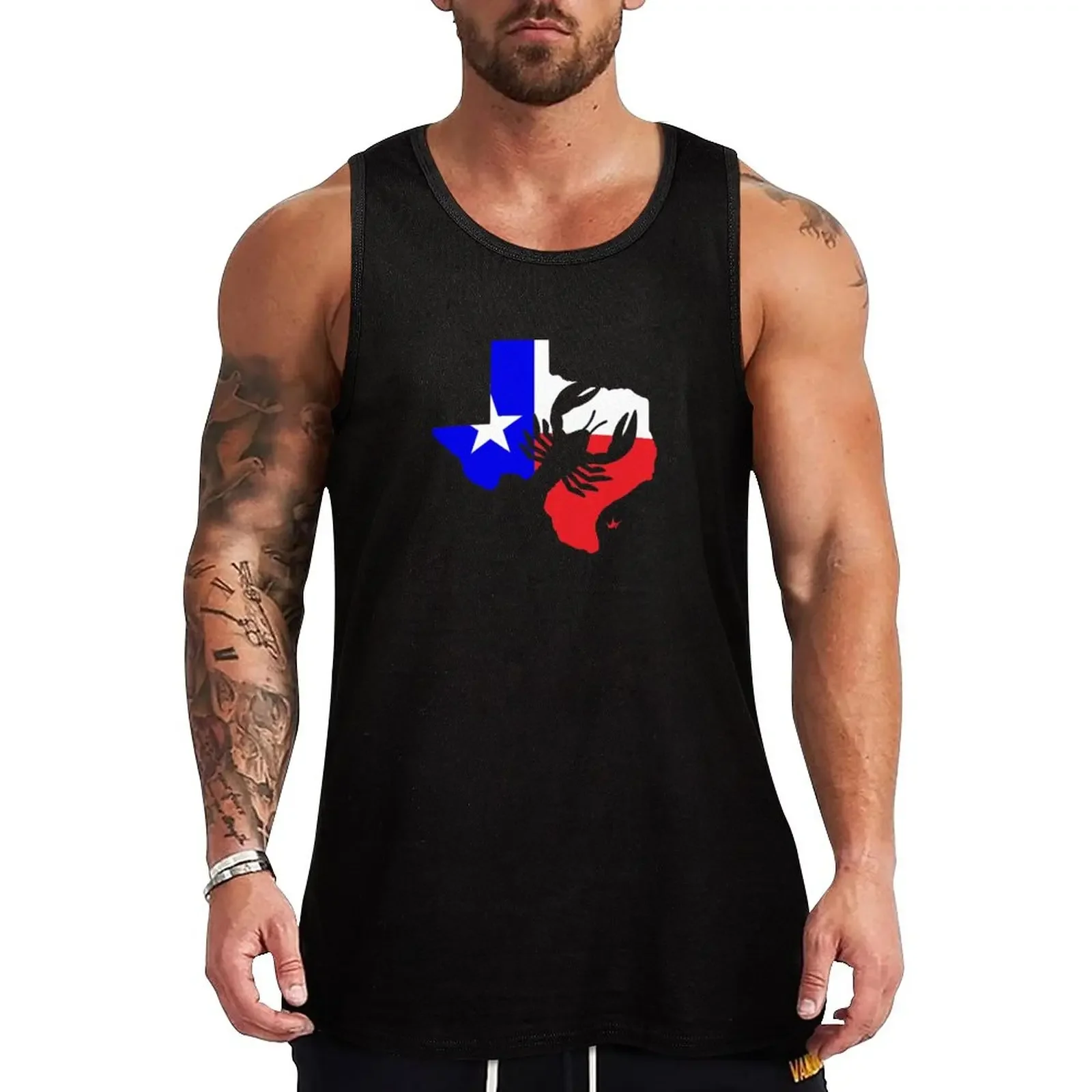 New Texas CrawFish Cajun - Lone Star Flag Texan Design Tank Top gym clothes man Sleeveless T-shirt