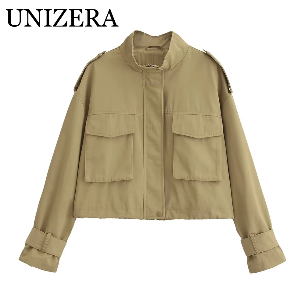 

European and American style autumn new women's clothing design sense, loose large pocket decoration jacket jacket jacket