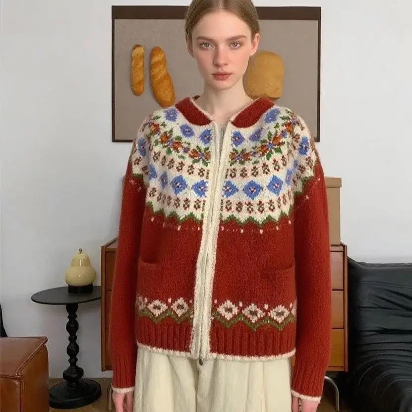 

Thiened Cisas узор вязаный открытый кардиган женский модный повседневный свитер без рукавов осень-зима Новое поступление винтажный волан