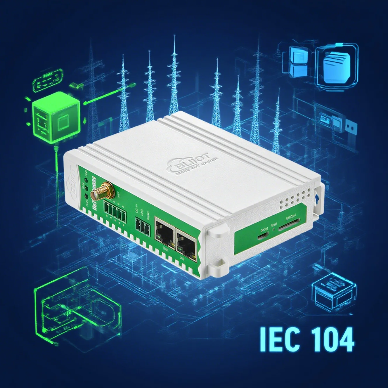 BLIIOT DLT645 อุปกรณ์เกตเวย์โปรโตคอลพลังงานไฟฟ้า Modbus to IEC104 สำหรับการตรวจสอบสุขภาพระยะไกลด้วย WIFI และ RS485