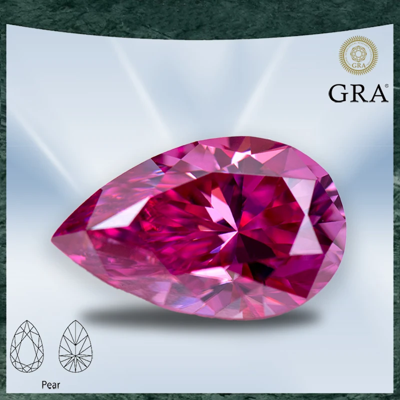 

Moissanite Stone Pear Shaped Gemstone Pink Colour VVS1 with GRA Certificate for Gemstone Charms Beads Jewelry Making Materials