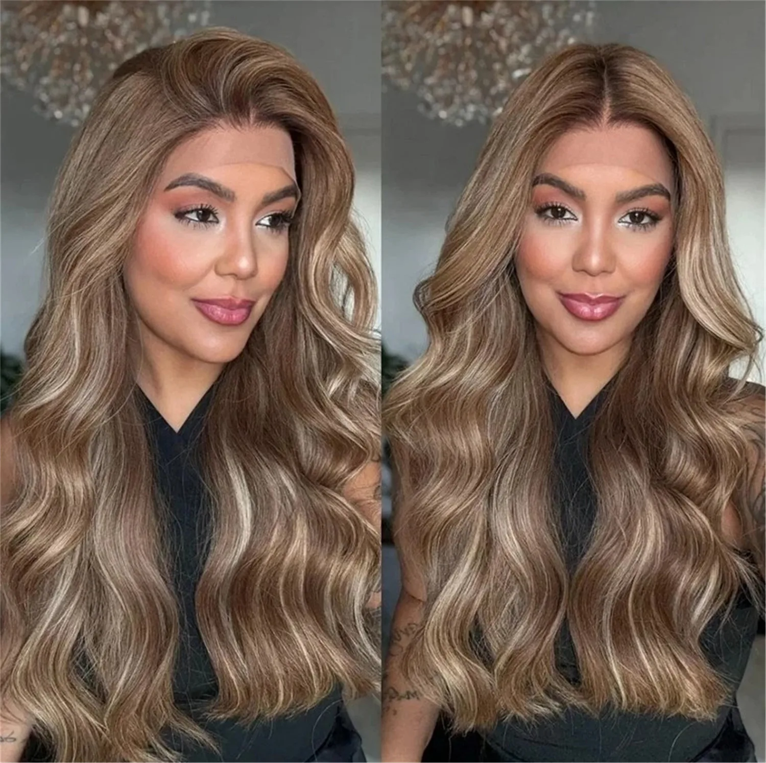 

Лидер продаж: Парик 13*4 HD с прозрачной кружевной основой, светло-каштановый омбре с эффектом балаяж, свободные волны, смесь натуральных волос и синтетического волокна