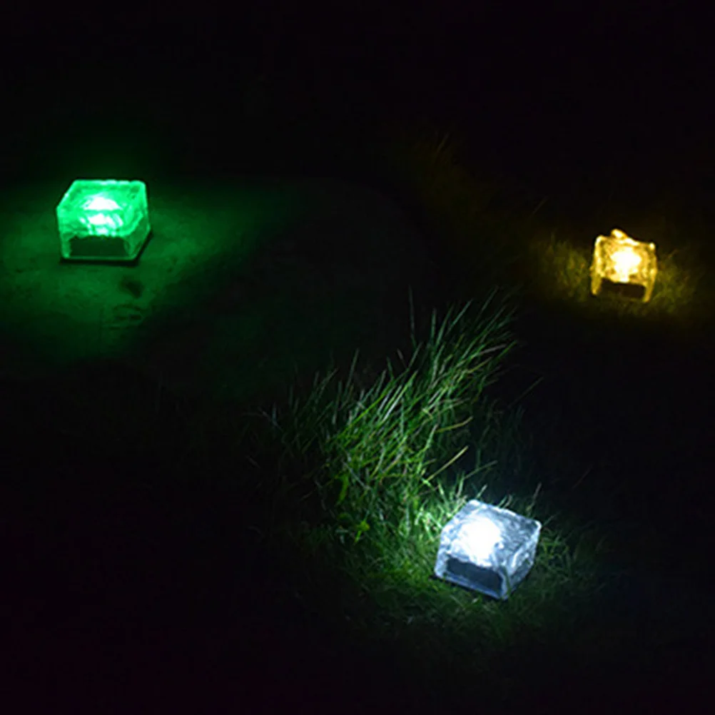 

2Pcs Solar Glass Brick LED Lights Waterproof Landscape Lighting Garden Courtyard Patio Lawn Pathway Lights