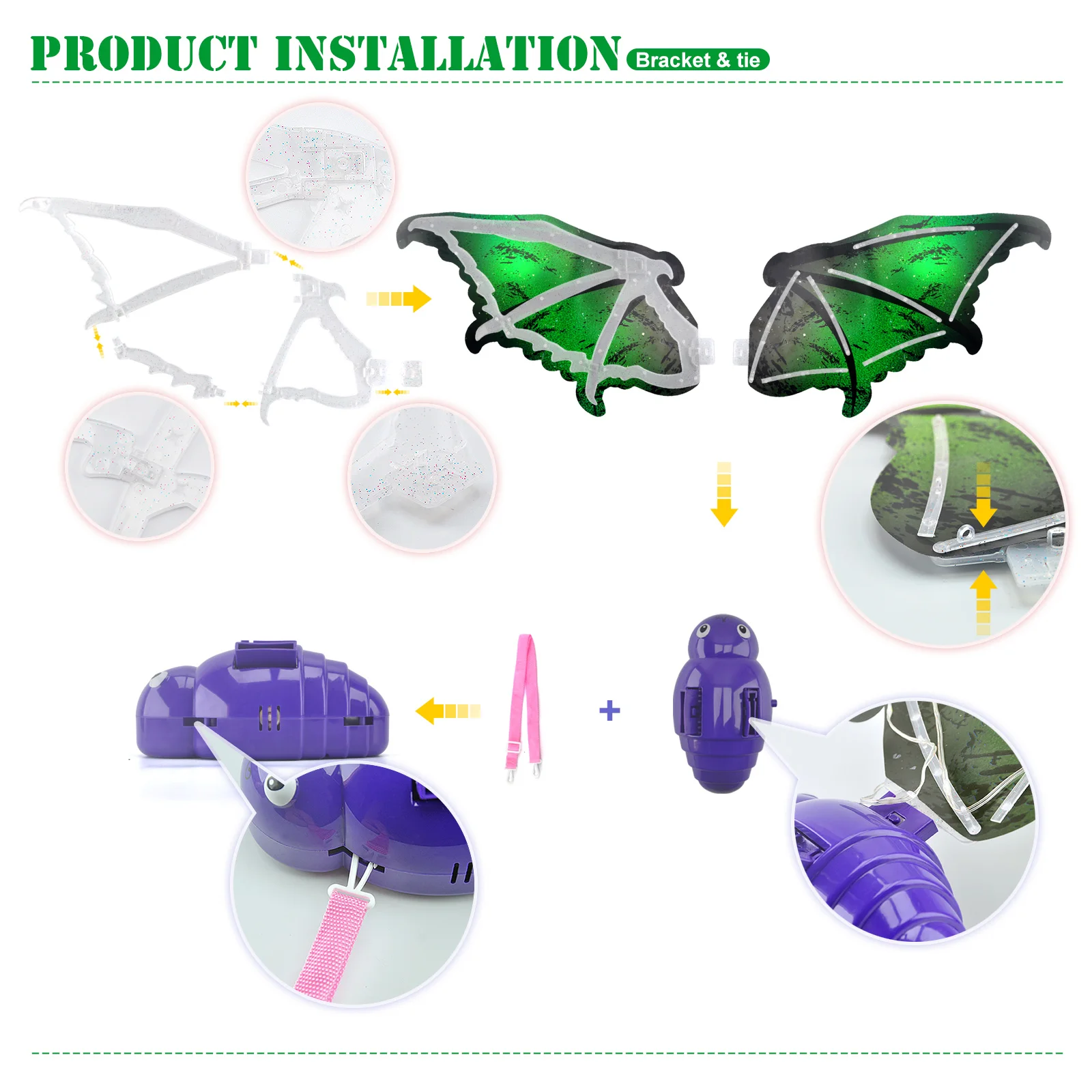 لعبة جناح الخفافيش للأطفال بأجنحة الشيطان مع أضواء LED ووظيفة موسيقية مثالية لهدايا عيد الميلاد