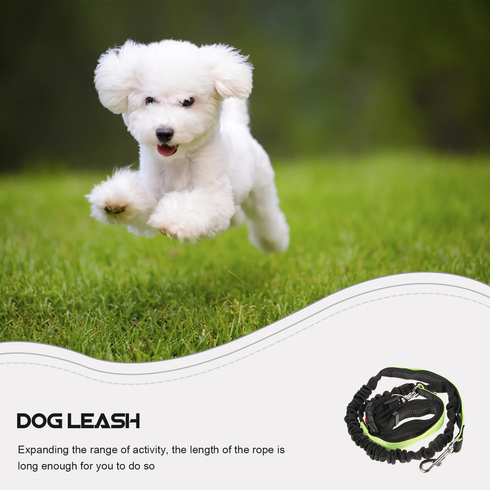 

Dog Leash Medium Black Green Sports Traction Rope H Free Walking Running Pet Belt Reflective Stitches Evening Morning