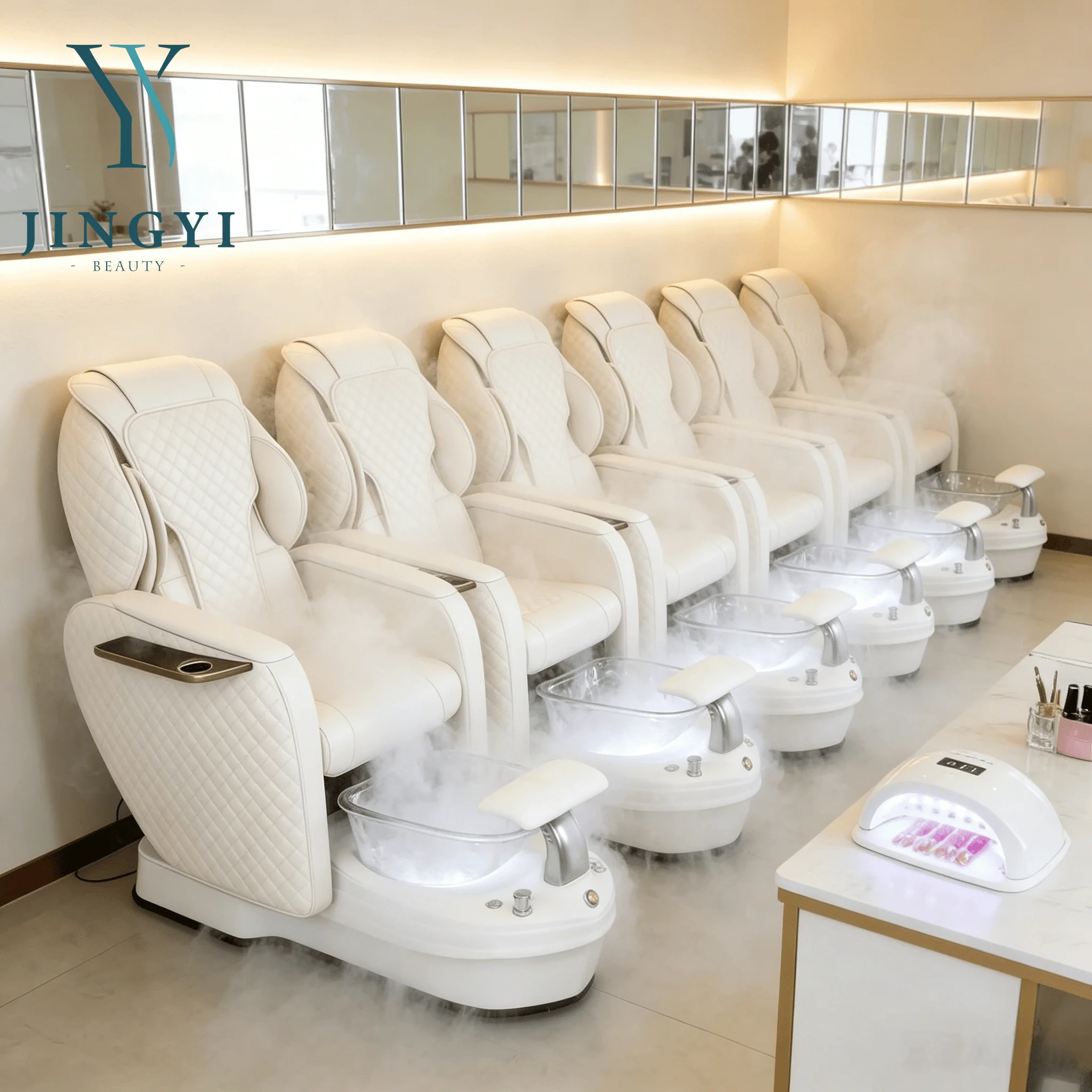 Luxury Nail Salon Furniture Throne White Full Body Massage Massage Foot Spa Electric Massage Nail Pedicure Chair