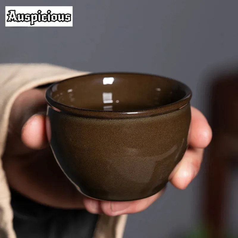 

110ml High-end Longquan Celadon Teacup Tea-dust Glaze Master Cup Fengshui Tank Tea Bowl Mugs Chazahn Kung Fu Teaware Gift Box