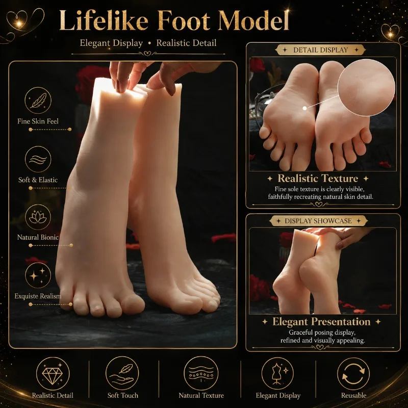 Lifelike Human-Like Foot Model 3708 Silicone TPE Foot Simulation Model 1:1 Content Creation Foot Mannequin Collection Display