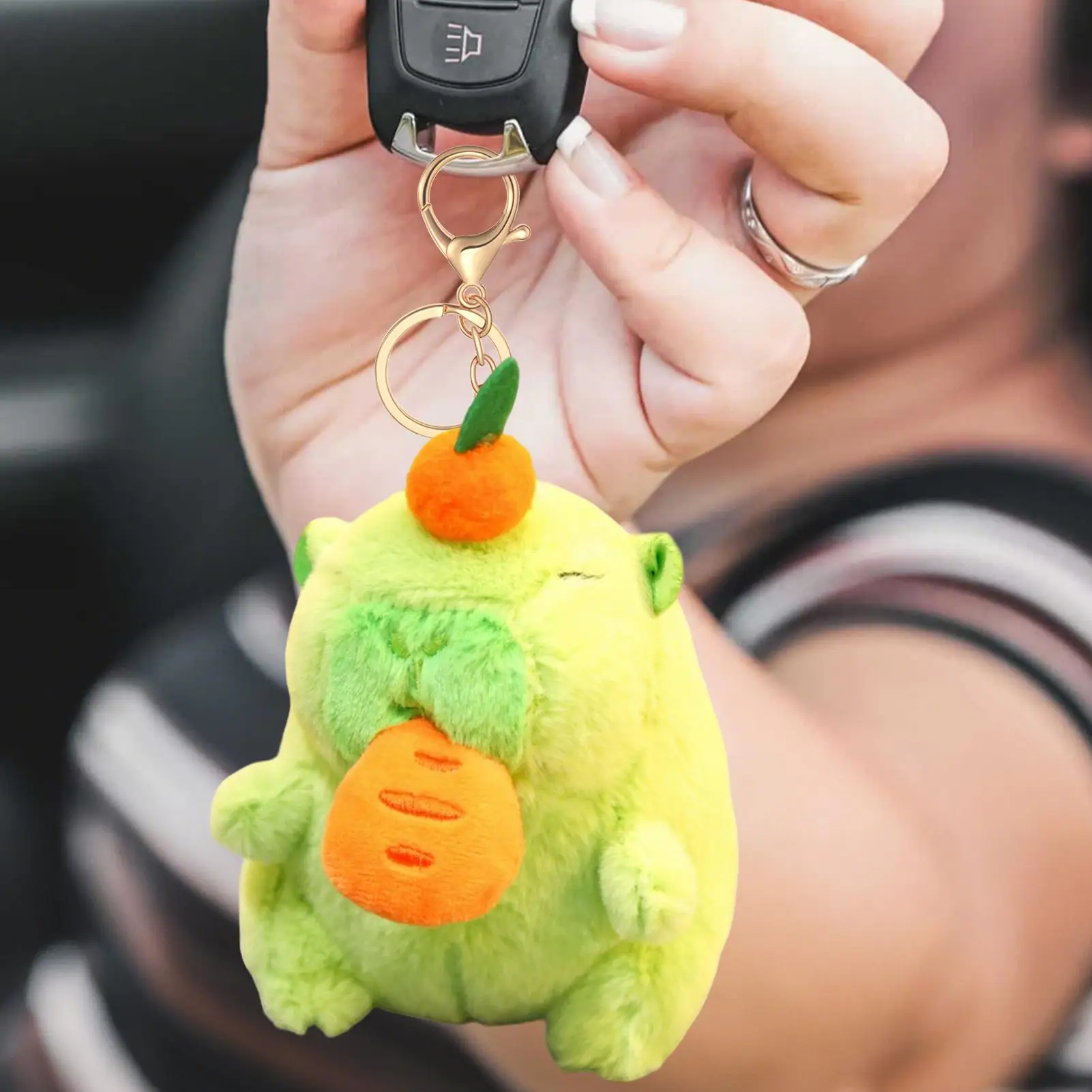 LLavero de felpa de capibara, encantador colgante de mochila de felpa de capibara, llavero de Animal relleno para niños y adultos, recuerdos de fiesta para mochila