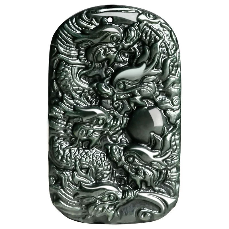 Natural Hetian Jade Green Nine Dragons Protecting Master Pendant - Chinese Zodiac Dragon, Blessing Peace Safe Gifts