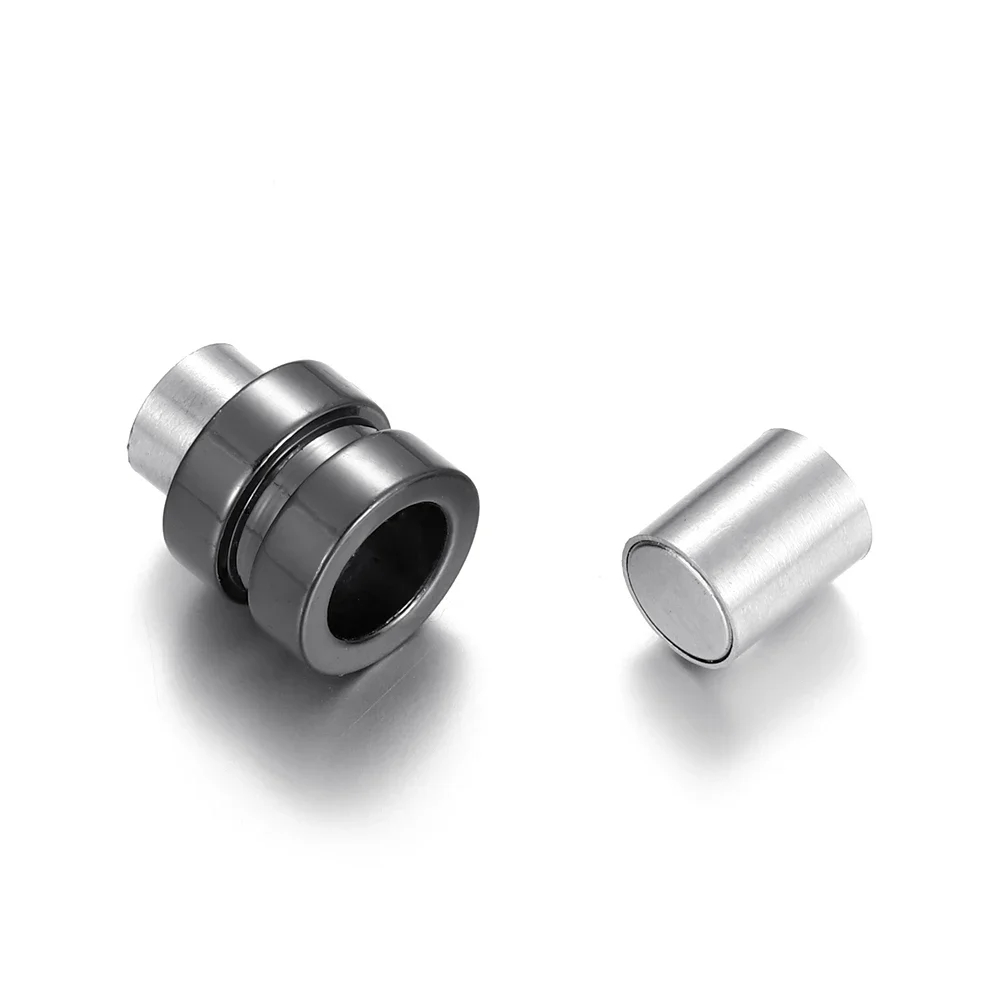 Stainless Steel Magnetic Clasps Column Hole 6mm Leather Cord Clasp Bracelet Magnet Buckle DIY Jewelry Making Supplies