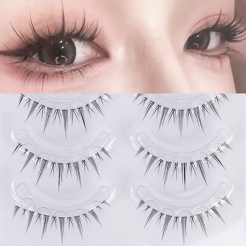 5ペア グルーフリー フルストリップ グルーフリー マンガ風つけまつげ DIY ナチュラルスタイルつけまつげ