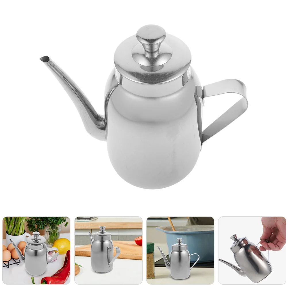 

Stainless Steel Oil Pot Container Thickened Anti-Slip Handle Oil Dispenser Bottle Kitchen Vinegar Soy Sauce Storage Grease