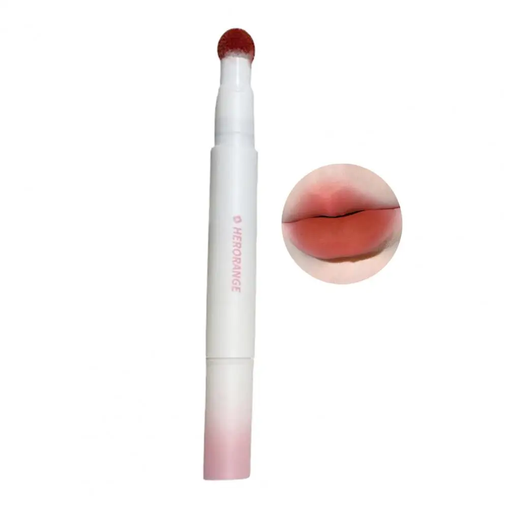 Matte Lip Stain Long Lasting Velvet Matte Lip Glaze with Sponge Tip Lipstick Brush 2-in-1 for Fashionable for Long-lasting