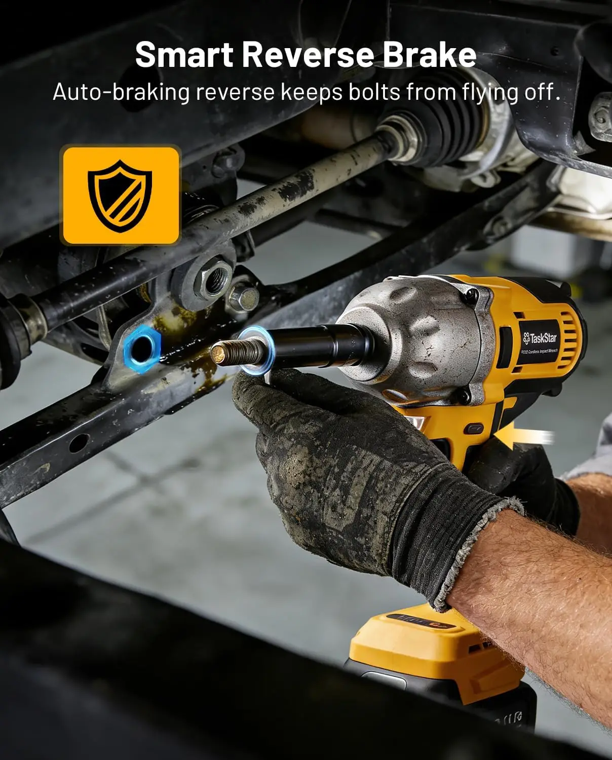 Taskstar 1200N.M High Torque Cordless Impact Wrench 1/2 inch Electric Brushless Impact Gun Screwdriver Power Tool Car Tire Disassembly Tool For Makita 18V Battery Pin
