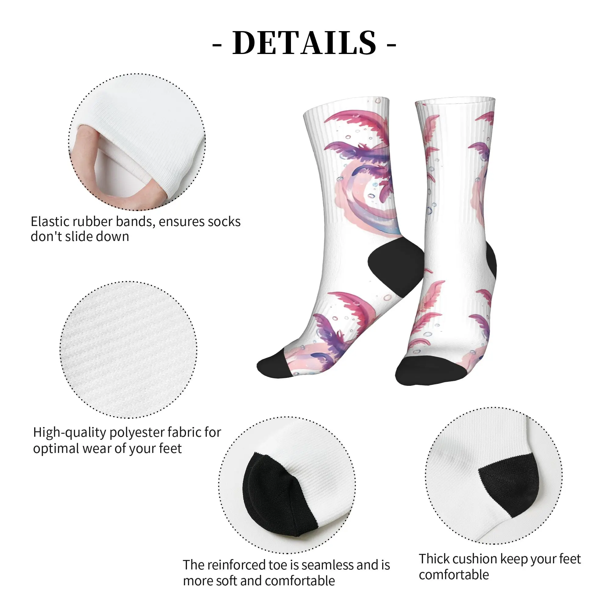 Cute happy axolotl with bubbles Socks  Non Skid Stockings Adults Men High Quality Cycling Socks Autumn Funny Design Socks