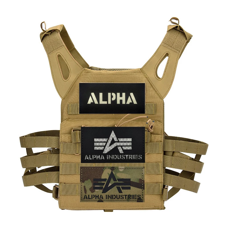 IR Reflective ALPHA Laser Cutting CP Camouflage Luminous Morale Badge Armband Backpack Sticker with Hook and Loop Patch