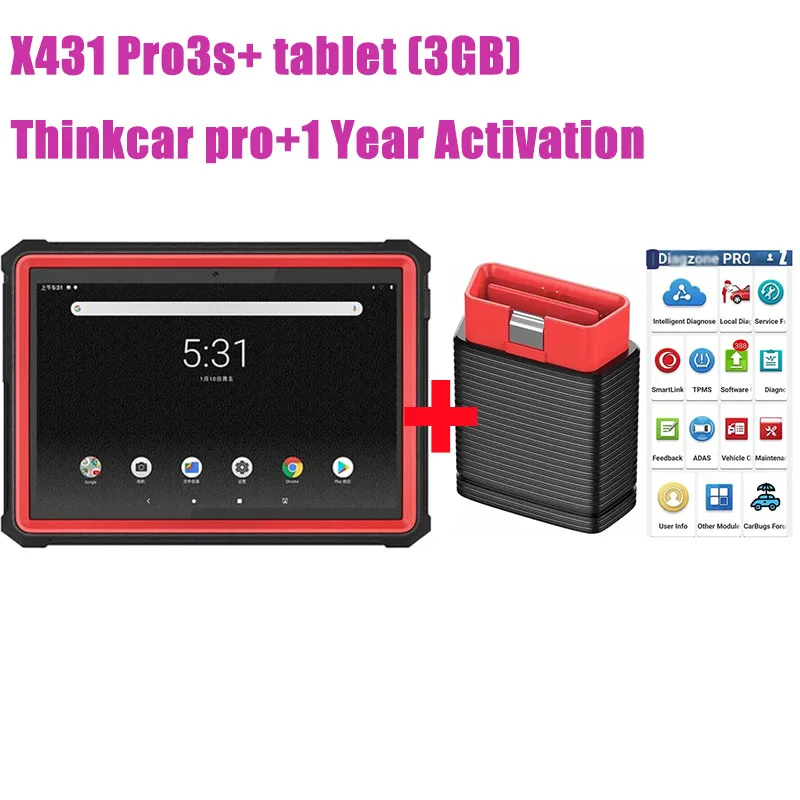 

THINKCAR PRO Bluetooth OBDII Scanner Work with X431 Pro3S+ Tablet TB-X605FC Lenovo 10 Inch 3GB RAM Support Diagzona Auto Scanner