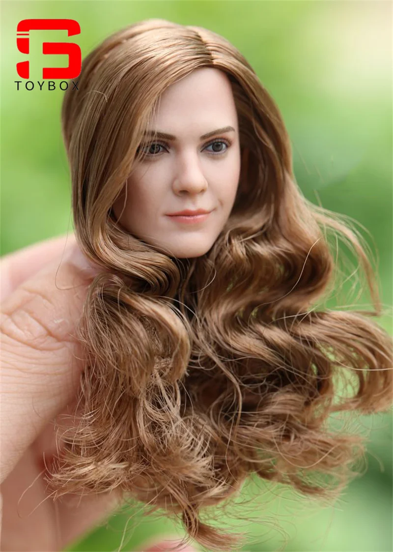Emma Watson Goldenes Langhaar-Kopfskulptur-Schnitzmodell im Maßstab 1:6 für 12-Zoll-Femal-Soldat-Actionfigur-Körperpuppen