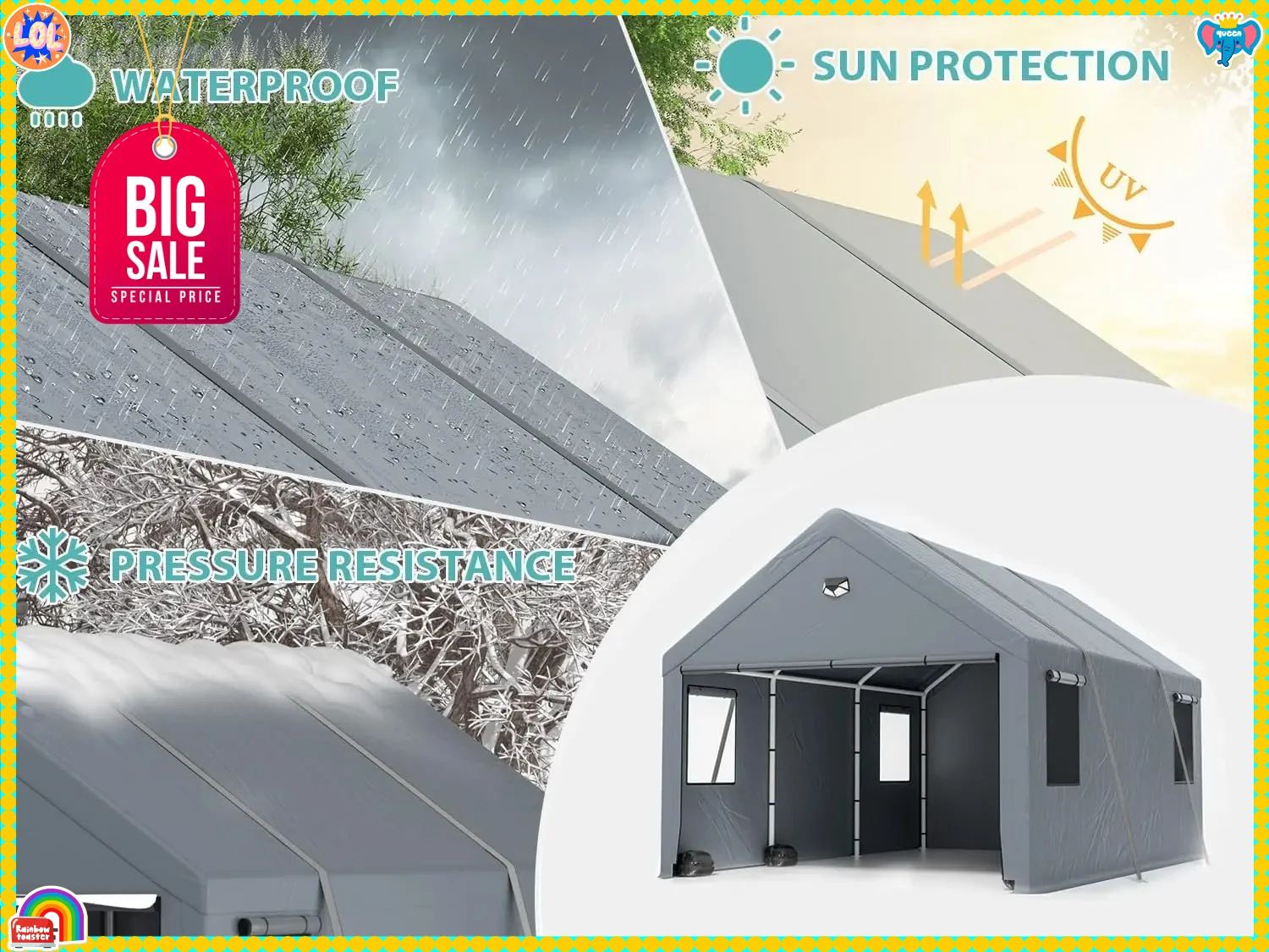 

Бестселлер: Навес для автомобиля 12x20, сверхпрочный, с съемными боковыми стенками 180G, переносной гараж-навес, укрытие для автомобиля