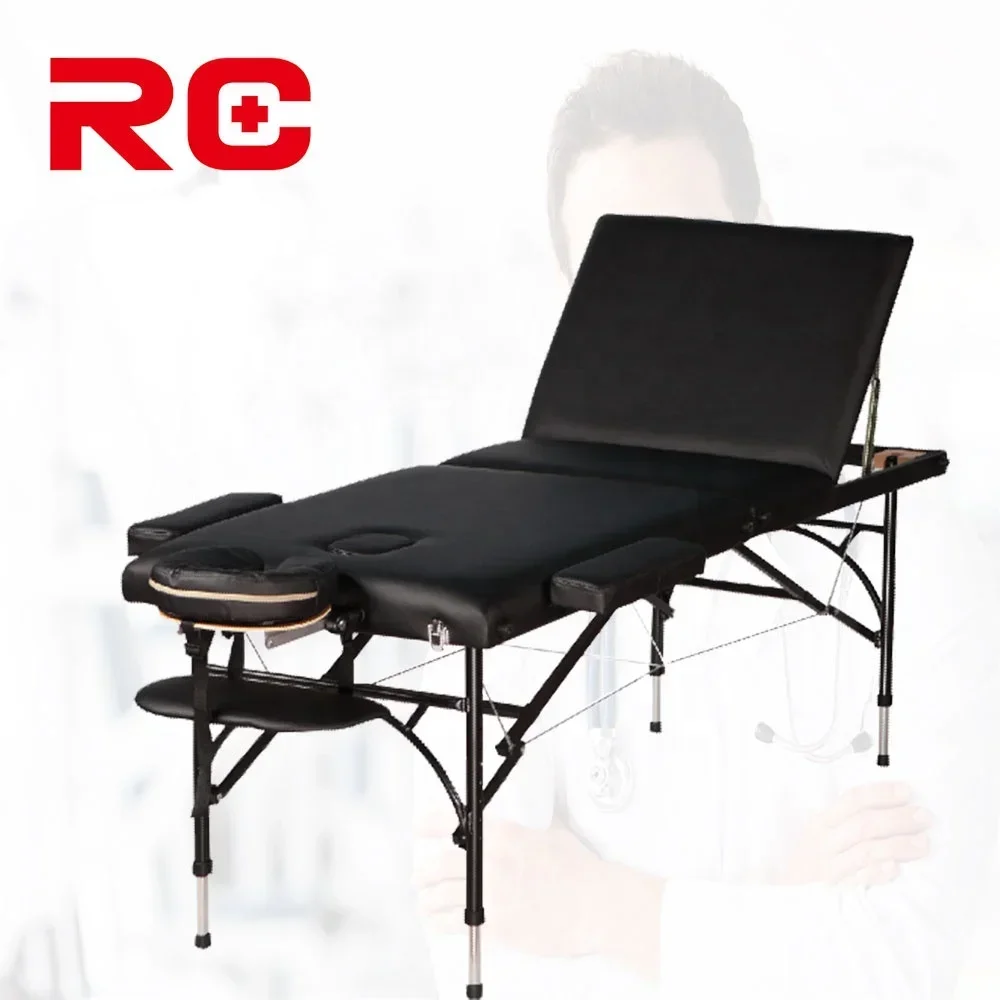 Hot Sale Adjustable Portable Aluminum 3 Section Folding Massage Table For SPA