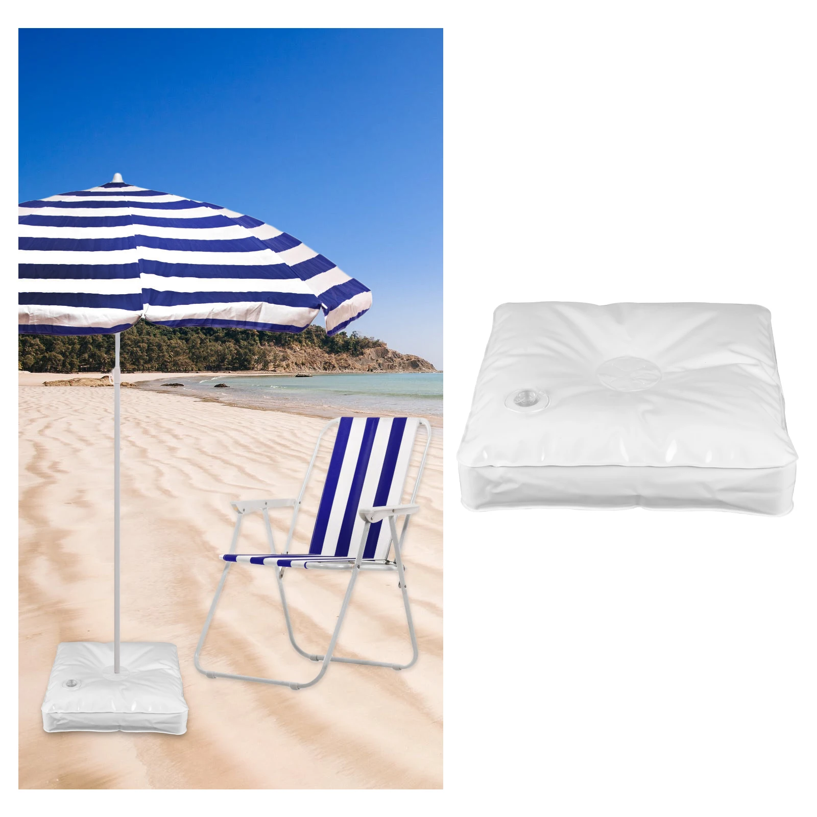 

Umbrella Base Water Injection Bag White 29x29x5cm Foldable PVC Beach Flag Weight Durable Outdoor Furniture Sunshade Stand