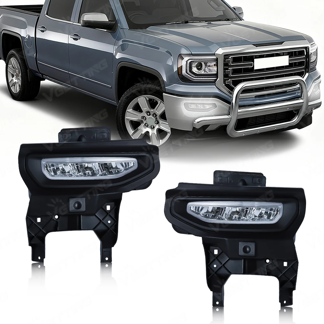 LED Fog Lights For GMC Sierra 1500 2016 2017 2018 Front Bumper White Daytime Running Light Fog Lamp With Cover Switch Car Parts