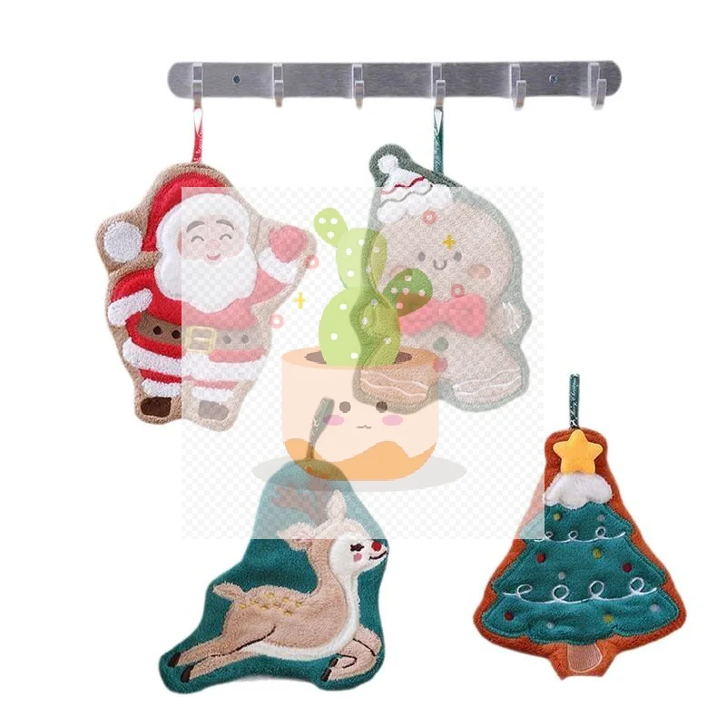 Рождественские полотенца Санта-Клауса из кораллового флиса, водопоглощающие быстросохнущие полотенца для рук, елочный колокольчик, кухня, ванная комната