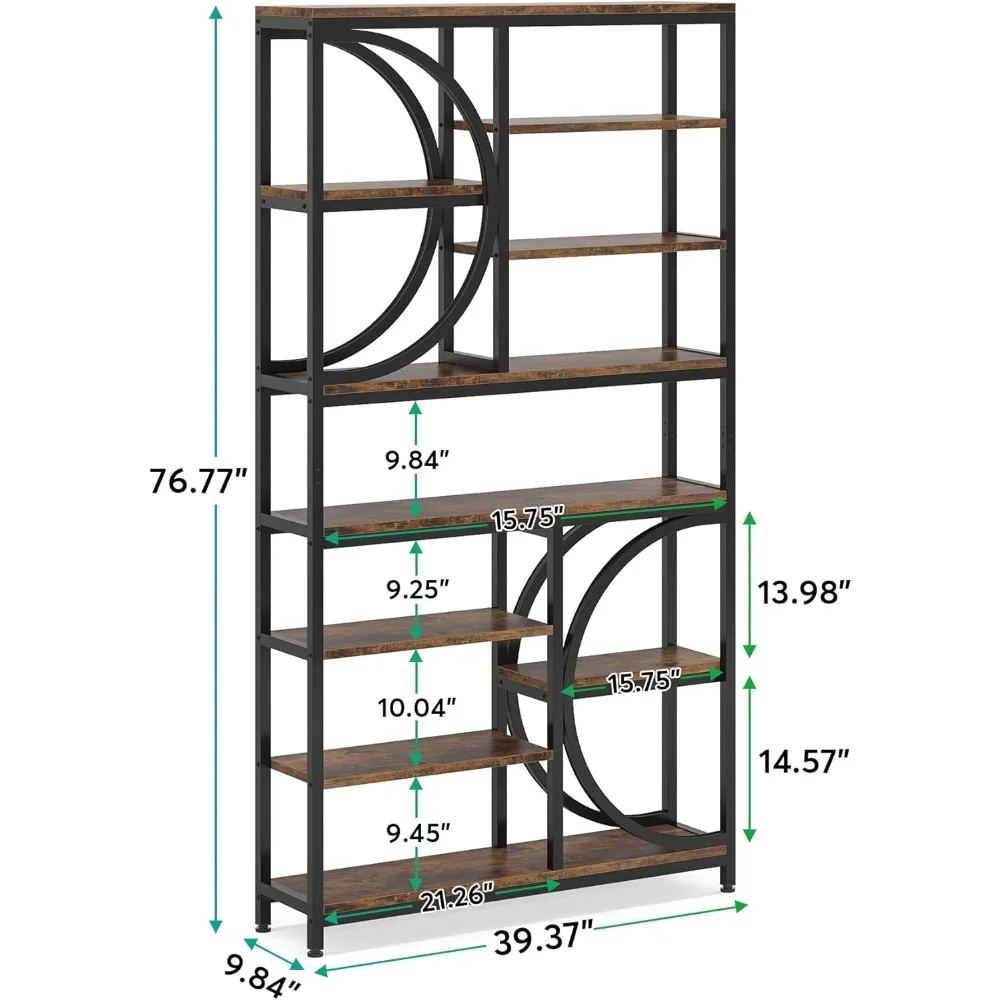 Tribesigns Bookshelf, Industrial 8-Tier Etagere Bookcases, 77-Inch Tall Book Shelf Open Display Shelves