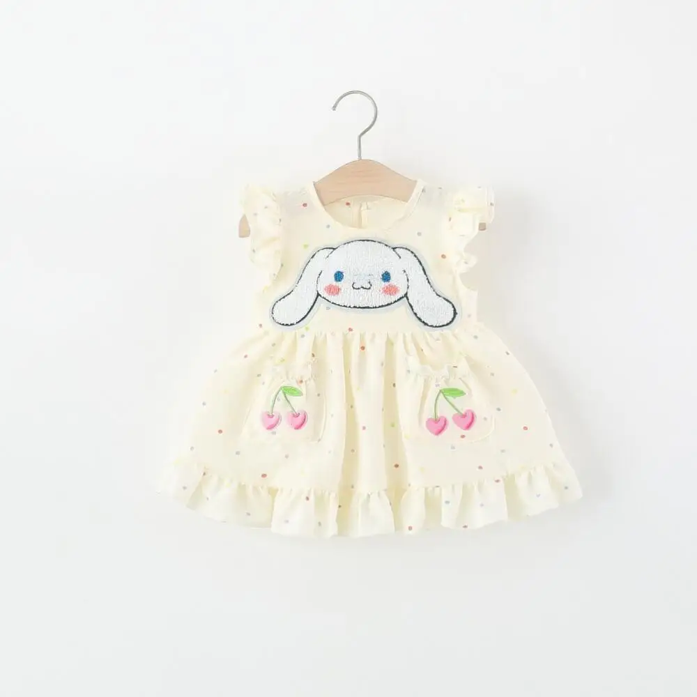 

Хлопковая детская одежда Sanrio Cinnamoroll, платье для девочек, летняя юбка в студенческом стиле с мультяшным воротником-куклой для маленьких девочек, маленькая юбка Kawaii