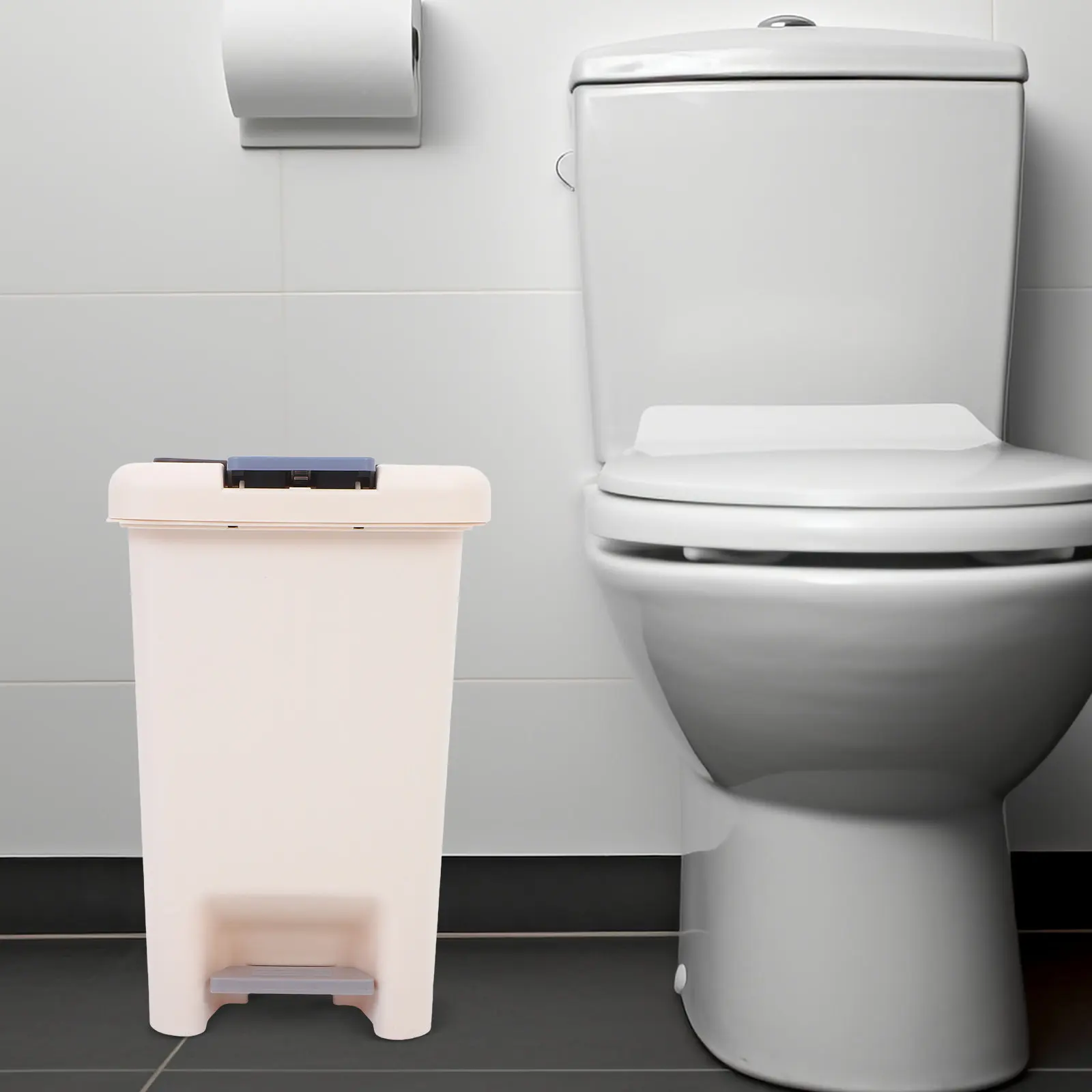 

Мусорное ведро с педалью, прямоугольное, пластиковое, с крышкой, для ванной, спальни, офиса, кухни, 8 л, герметичное.