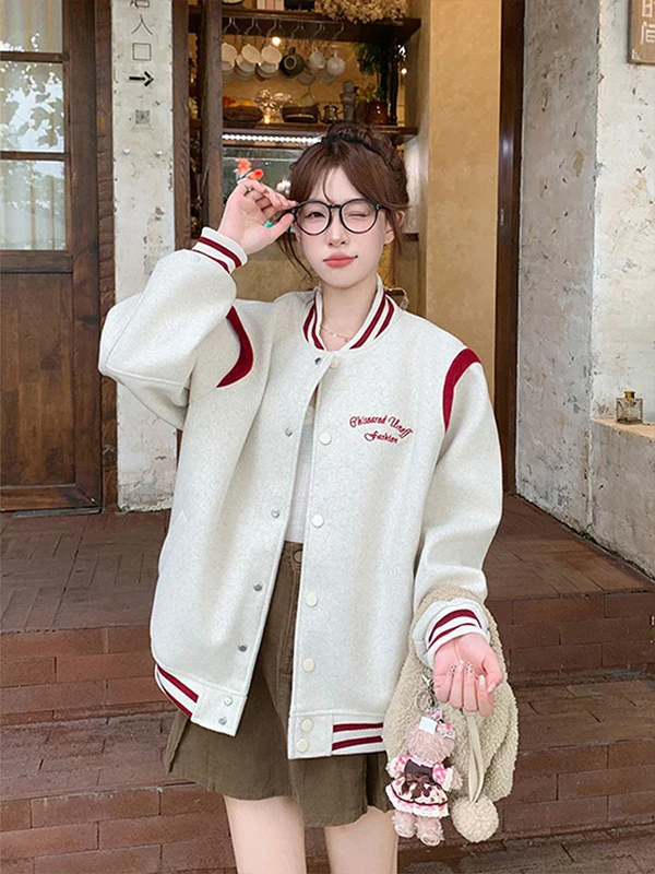 American Sle agneau fourrure conception Baseball Jaet femmes hiver nouveau Thiened Fce doublé ample décontracté minceur vêtements d'extérieur