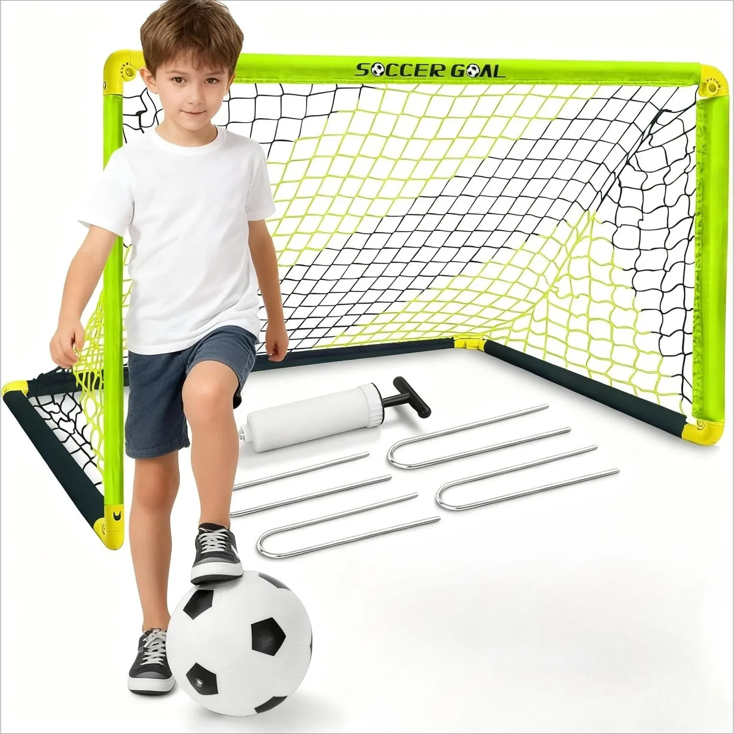 

Kids Soccer Goals for Backyard Portable Pop Up Soccer Nets with Bal Training Equipment Kit for Toddler Youth Outdoor Sports Game