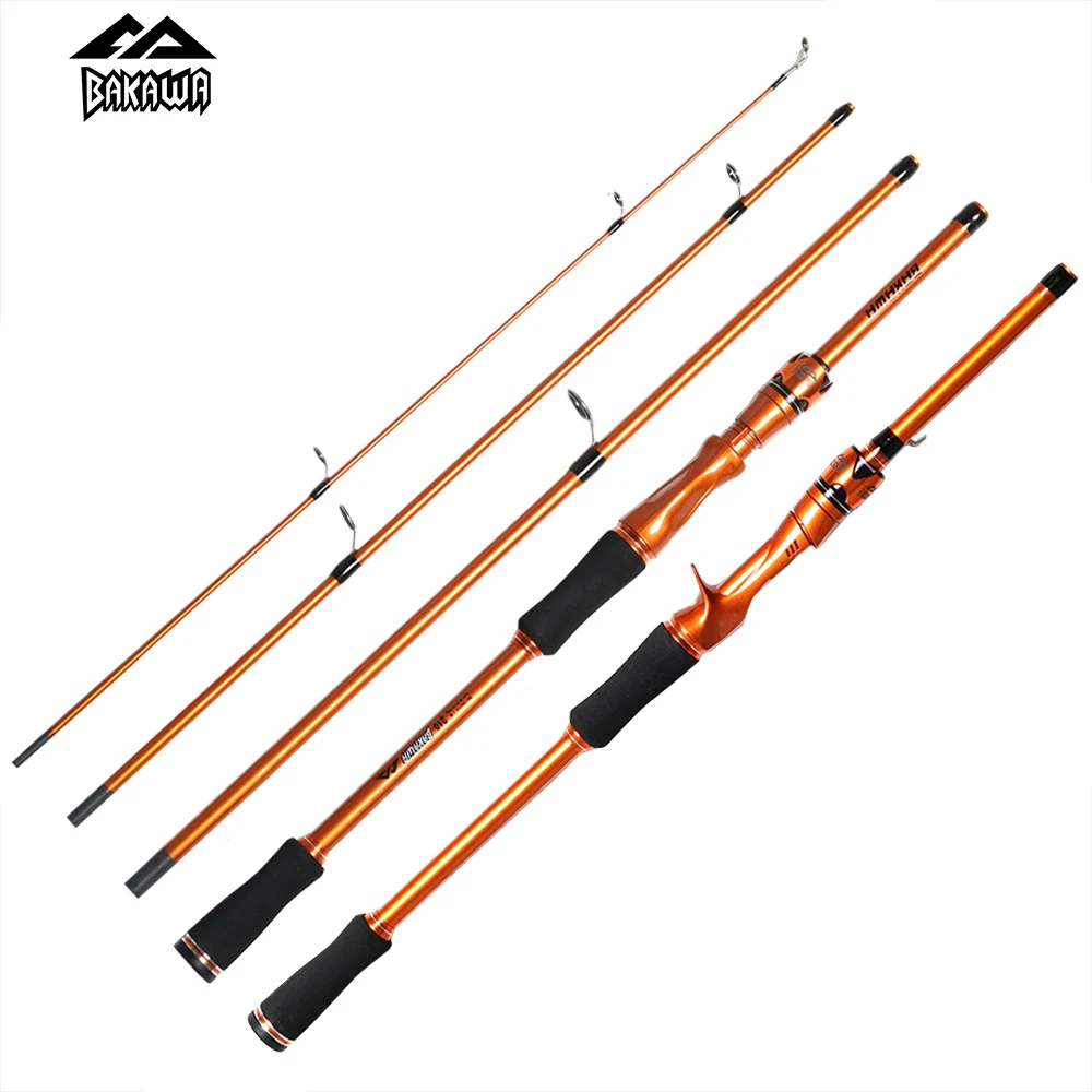 

BAKAWA 4 Sections Portable SpinningFishing Rods 1.8M 2.1M Casting PowerUltralight Lure carp Feeder Pole EVAHandle Fish Tackle