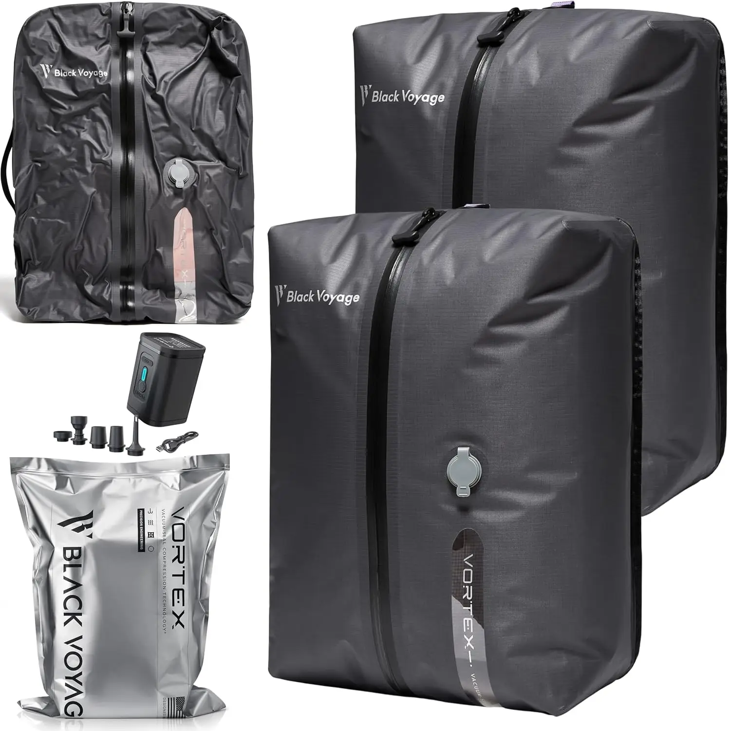 

Reusable Vacuum Compression Travel Bag for Suitcase and Backpack, Waterproof Space Saver with Pump (2-Pack, 18L)