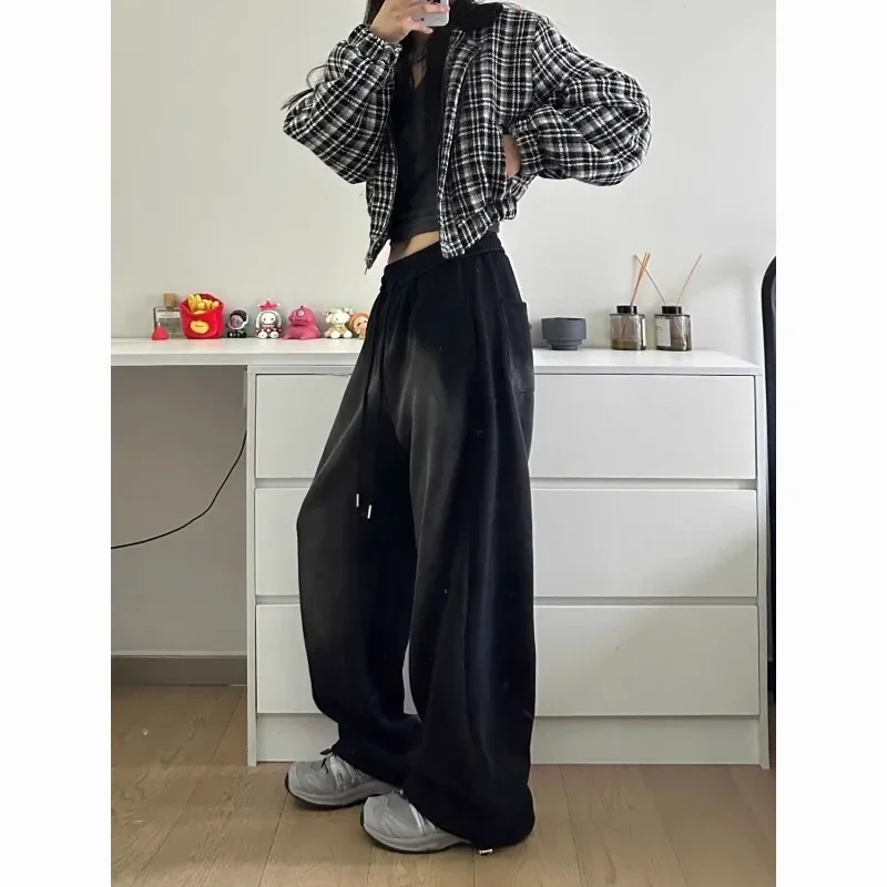 QWEEK Harajuku Oversized Sweatpants Women Baggy Y2K Grunge Korean Streetwear Baddies Jogger Pants Kpop Vintage Trousers Hip Hop