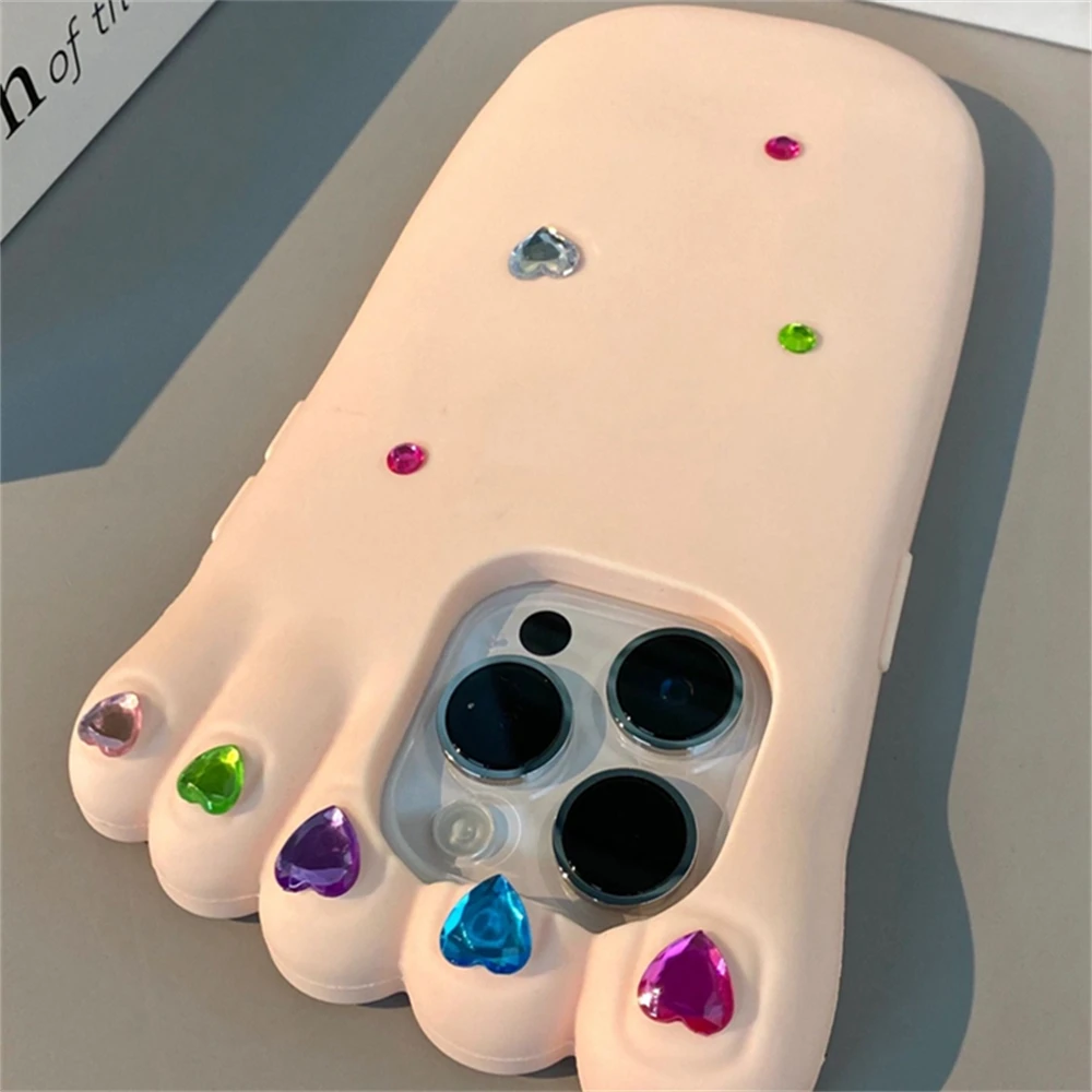 INS Funny Pedicure Manicure Foot Phone Case For iPhone 15 14 13 12 11 Pro Max Korea Cute Cartoon Anti-Drop Soft Silicone Cover