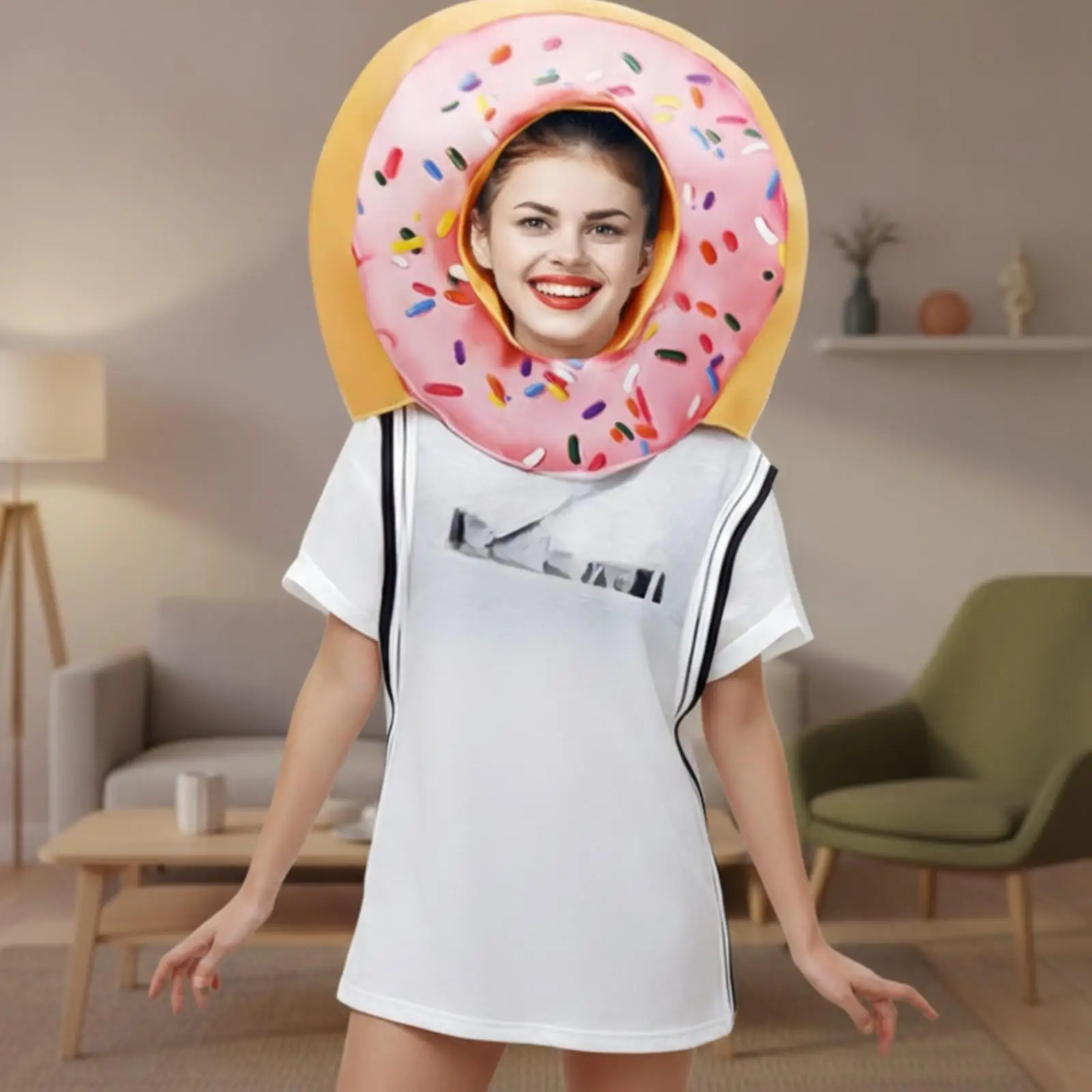 Halloween Print Costume for Adults Funny Stage Outfit Polyester Unisex Dress Up Party Fancy Dress Costume for Women Men