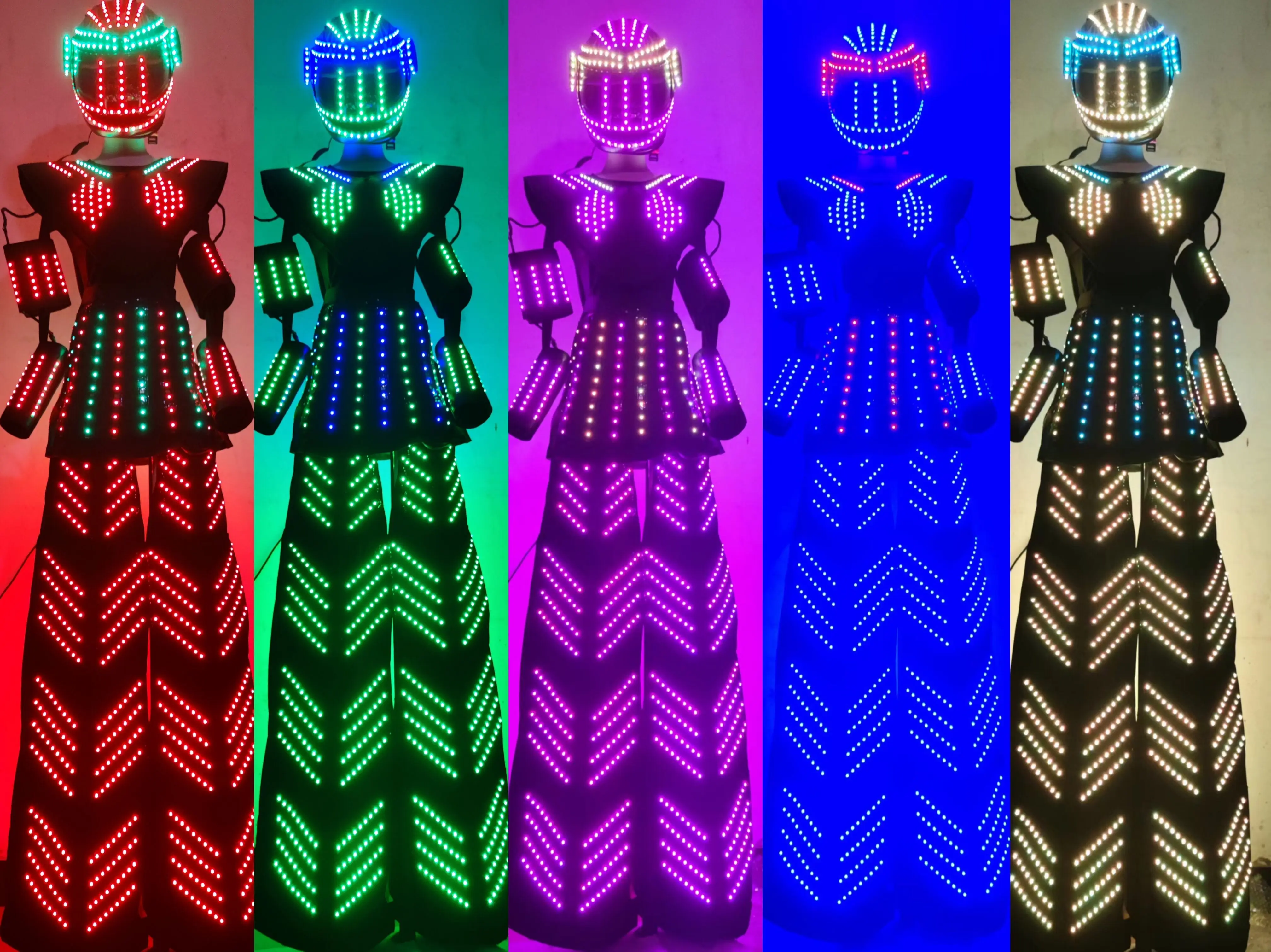 

New Hot Stilts Walker Female LED ROBOT SUIT Women Light UP Stage Performance Club Wear Kroyman Dance Costume