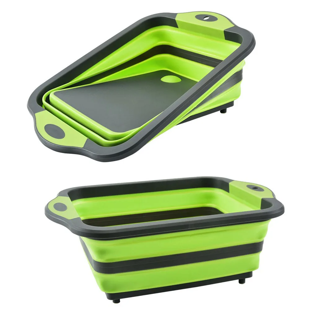 

Foldable Cutting Board Sink Drain Basket Vegetable Strainer Storage Organizer Space Saving Kitchen Drainage Basket