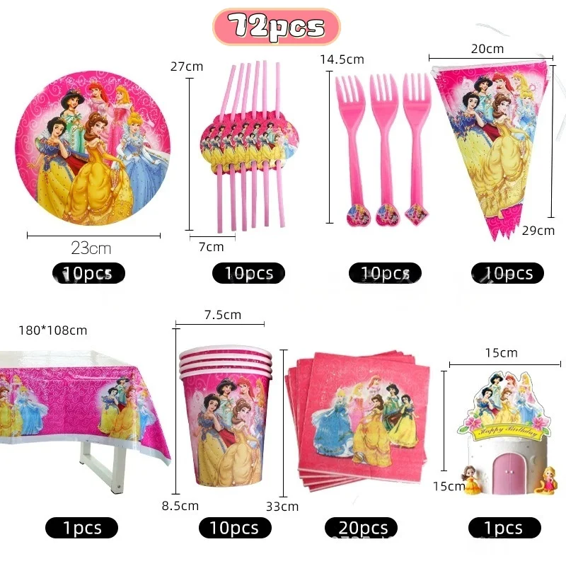 

Birthday Party Decoration Princess Tableware Set Balloon Cup Plate Tablecloth Backdorp for Girls Party Favor Gifts Baby Shower